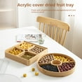thumbnail image 3 of Bamboo Wooden Divided Serving Tray with Clear Acrylic Lid Dried Fruit Storage Box 4 Grid Nuts Platter Snack Candy Plate Container for Party Home Decor, 3 of 13