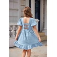 thumbnail image 6 of Arshiner Girls Dress Summer Wedding Party Square Neck Hollow Back Solid Midi Flowy Casual Dresses, 6 of 8