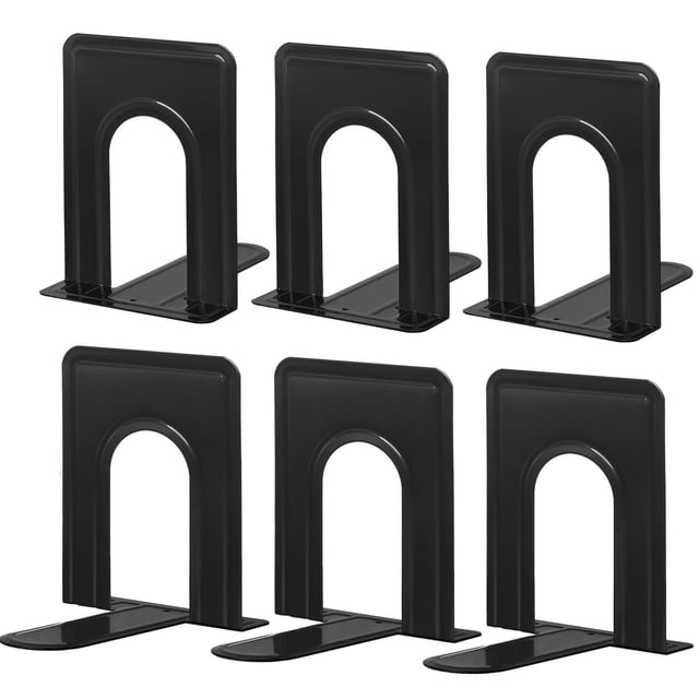 Happyhapi Sujetalibros Sujetalibros De Metal Para Estantes Extremo De Libro Antideslizante Para Sujetar Libros Tapón De Libro Negro/Soporte Para Oficina, Hogar, Cocina, 5,7 X 4,9 X 6,5 Pulgadas, 3 Par