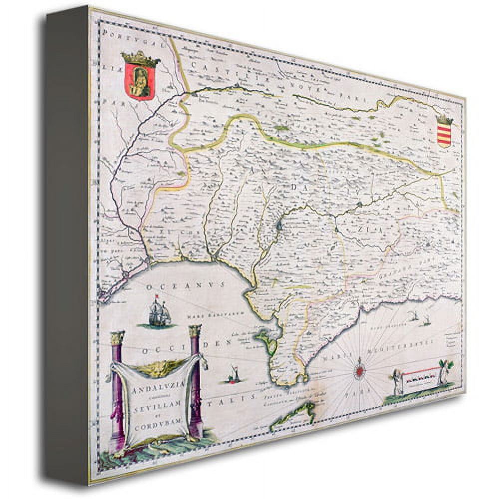 Trademark Art 'Map of Andalusia, Spain' Canvas Art