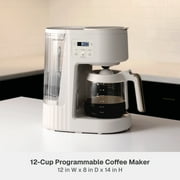 Thyme & Table 12-Cup Programmable Drip Coffee Maker with 60oz Water Reservoir, 4 Brew Modes, and Warming Plate, Sand White