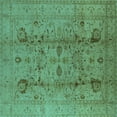 thumbnail image 1 of Ahgly Company Machine Washable Indoor Square Oriental Turquoise Blue Industrial Area Rugs, 3' Square, 1 of 4