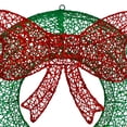 thumbnail image 4 of Northlight 24" LED Lighted Green Glitter Wreath with Red Bow Outdoor Christmas Decoration, 4 of 7