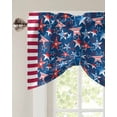 thumbnail image 3 of Tie Up Valance Curtain for Kitchen, Independence Day Patriotic Stripes and Stars Rod Pocket Short Curtains Adjustable Tie-Up Shade Valances, Dark Blue Window Treatment for Bathroom Living Room Bedroom, 3 of 7