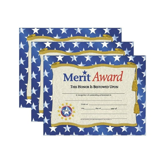 Hayes Publishing Merit Award Certificate, 8.5" x 11", 30 Per Pack, 3 Packs