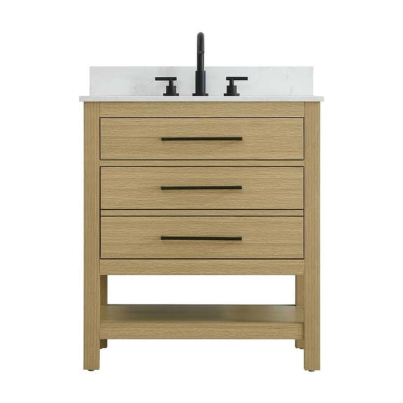 Elegant Kitchen and Bath 30 inch Single Bathroom Vanity in Honey Brown with backsplash