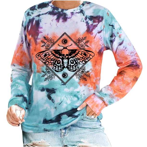 Moda mujer cuello redondo manga larga otoño Hollween estampado blusa suelta Tops sudaderas Fridja bvmnju7154