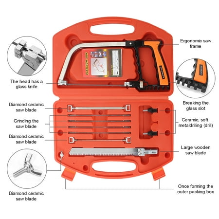 Multi-purpose 8-in-1 Hand Saw DIY Kit for steel, glass, woodworking, with 5 additional metal blades