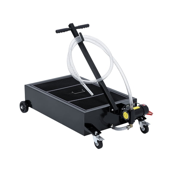 Waste Oil Drain Pan with 110V Pump, 20 Gallon Low Profile Electric Oil Drain Change Pan with 8.2 Ft Hose & Folding Handle, Rolling Oil Drain Cart for Truck, RVs, Buses