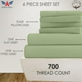 thumbnail image 2 of 6-PC Bedding Set- 100% Organic Cotton Bed Sheet Set 700 Thread Count, 12-Inch Deep Pocket - Sage, Twin-XL, 2 of 7