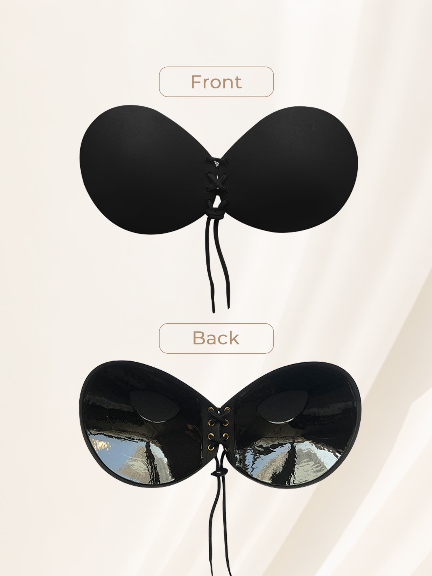 Unique Bargains Women's Strapless Push Up Backless Bras M Black Round Cup