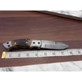 thumbnail image 3 of 7.5" Folding Knife with 3.5" blade, Ram horn scale with Damascus bolster Hand Forged Damascus steel, Thumb knob & liner lock, Cow hide leather sheath (Ram Horn), 3 of 6