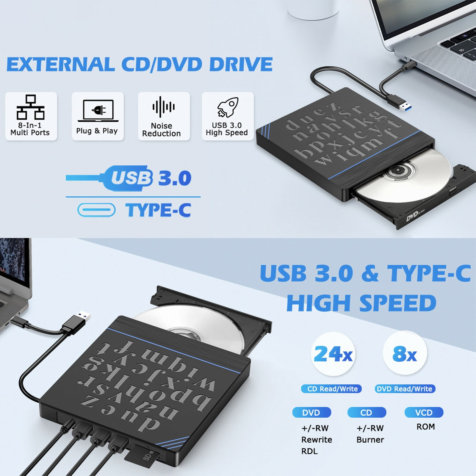 External Disc Drive Disc Burners External Drive with Quick Load for Travel Computer Need Quality Burning
