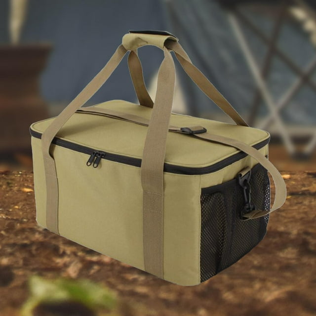 Bolsa de almacenamiento para acampar, organizador de vajilla para senderismo, viajes con mochila, senderismo Caqui