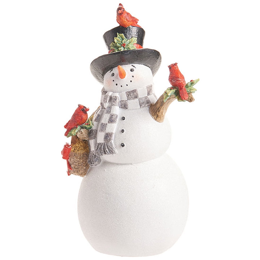 Snowman With Cardinals Winter White 11 x 7 Resin Stone Christmas