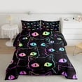 thumbnail image 2 of Manfei Neon Stripe Kitten Bedding Comforter Set,Cute Cartoon Cat Twin Comforter Sets,Colorful Pet Animal Bedding Set For Girls,Microfiber Bedroom Decor Reversible,2 Pieces, 2 of 8