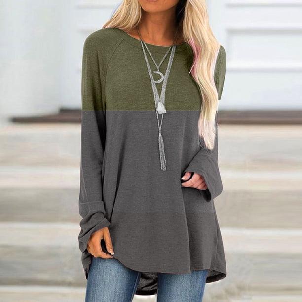 Puntoco Mujeres Moda Casual Socket Impreso Manga Larga Cuello Redondo tops Puntoco Puntoco-1866