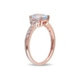 thumbnail image 2 of 1.00 Carat (Ctw) Clear Aquamarine Ring with Diamonds in Rose Plated Sterling Silver for Women, 2 of 5