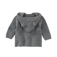 thumbnail image 3 of Verugu Toddler Baby Girls Boys Winter Coat Thicken Warm Jackets Baby Hooded Snow Outwear Coat Kids Solid Color Ears Hooded Knitted Tops Warm Coat Gray, 12-18 Months, 3 of 7