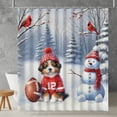thumbnail image 2 of Hello Winter Miniature American Shepherd Football Snowman Welcome Snowy Morning Shower Curtain MAS Dog Lover Gifts Waterproof Bathroom Bathtub Curtain - 01012, 2 of 5