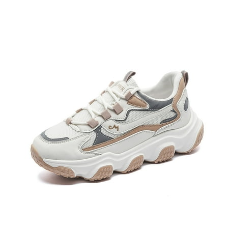 

Women‘s Platform Lace Up Chunky Sneakers Mesh & Faux Leather Patchwork Design Running Shoes Women‘s Footwear