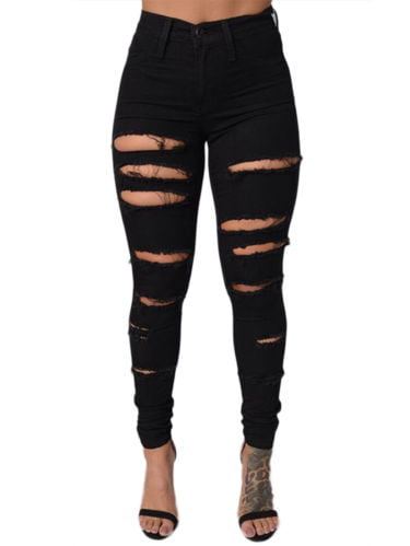 black ripped jeans womens cheap