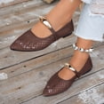 thumbnail image 6 of Dakaela Mesh Ballet Flats for Women Pointy Toe Mary Jane Ballerina Flats Shoes Women's Fishnet Flat Sandals for Dressy Summer Brown,7.5, 6 of 8