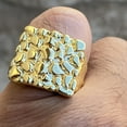thumbnail image 5 of Mens Nugget Ring Gold Finish 20MM Square Chunky Hip Hop Rapper Jewelry Size 9, 5 of 13