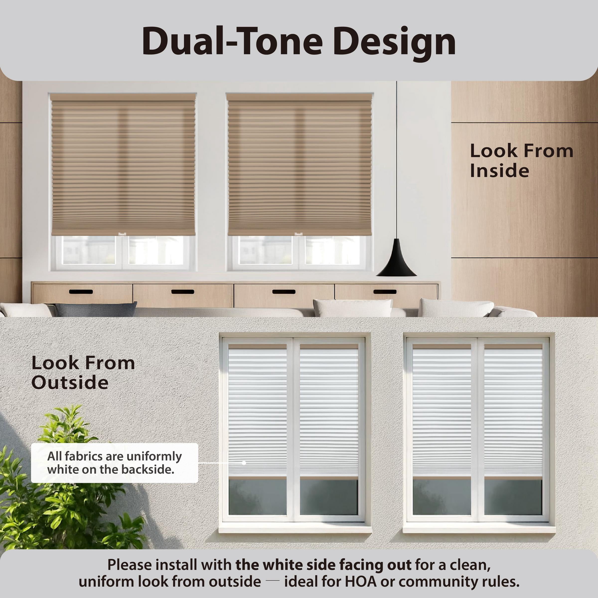 Regal Living Light Filtering Cordless Cellular Shade, Latte - 37" W x 48" L