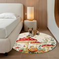 thumbnail image 2 of Retro Red Round Area&nbsp;Rug 3.3ft Mushroom Fern Plants Butterfly Beige Pastoral Non-Slip&nbsp;Washable Circle Rugs Soft Felt Indoor Floor Mat for Bedroom Kitchen Living Room Bathroom, 2 of 9