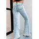 thumbnail image 4 of Pantalones vaqueros rasgados azules para mujer, Jeans de cintura alta con abertura, pantalones de mezclilla holgados informales, moda urbana, otoño, 4 of 5