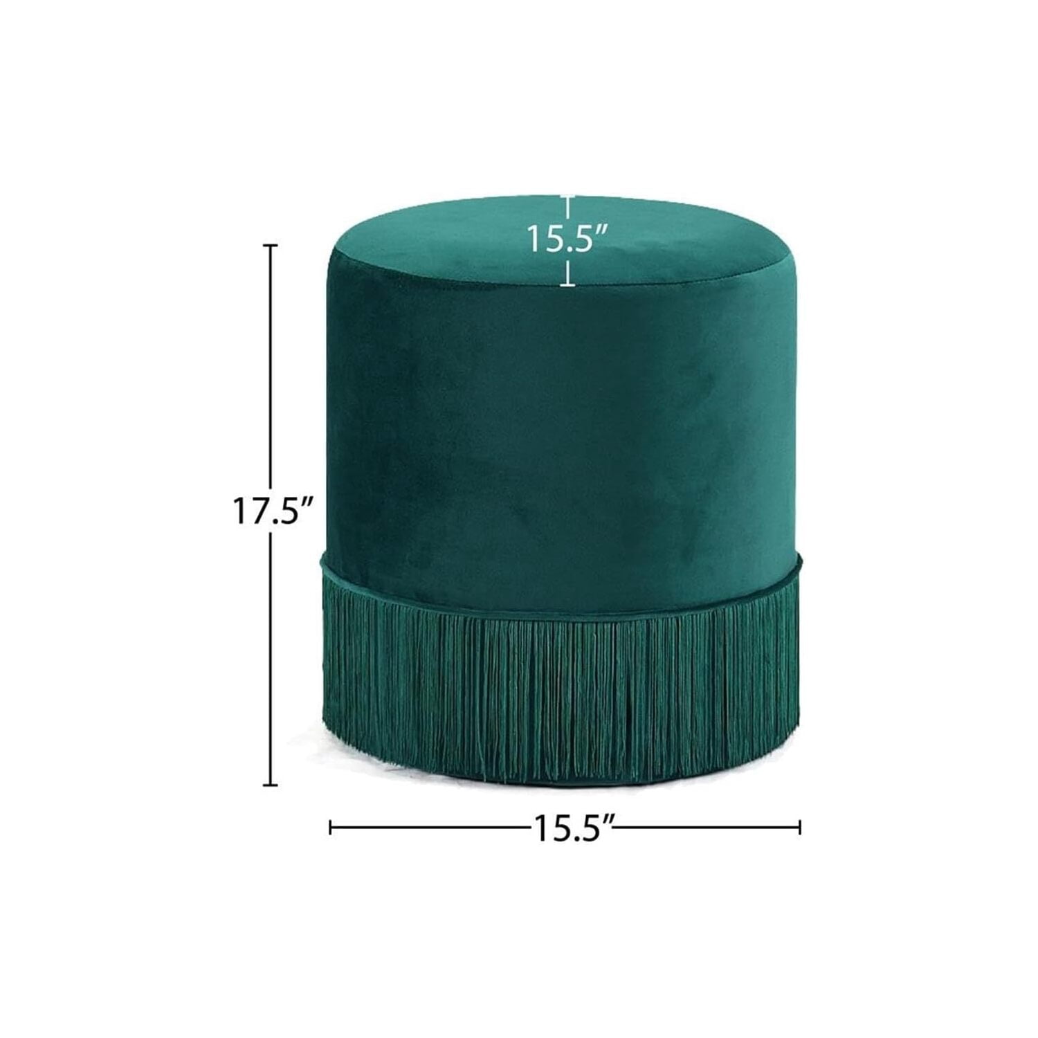 HomeStock Tribal Treasures Modern, Contemporary Velvet Upholstered Ottoman, 15.5" W x 15.5" D x 17.5" H-Color:Green