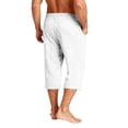 thumbnail image 5 of Nokdvo Mens Capri Pants Drawstring Elastic Waist Pants Pockets Below Knee Joggers Wide Leg Stretch Workout Athletic Casual Loose Fit Summer Tapered Trousers,White 3XL, 5 of 6