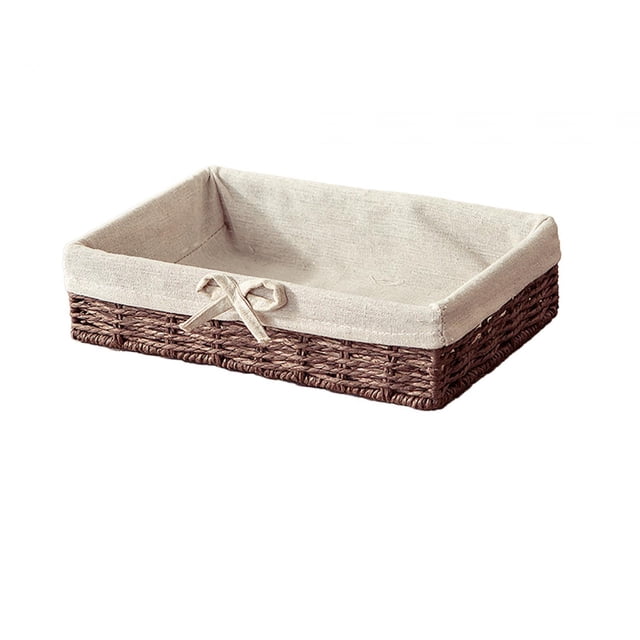 Cestas trenzadas, cesta de almacenamiento de cuerda de papel, organizador de contenedores apilables, organizador rectangular para café, pasteles, bebi 30cmx20cmx7cm