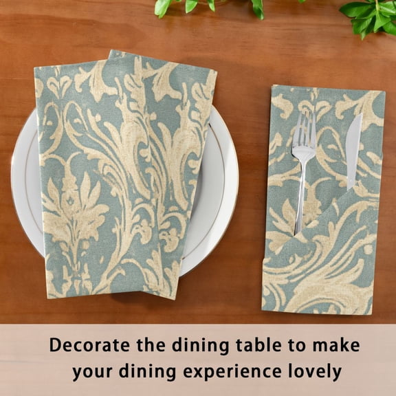 Satin Native Fab Cotton Dinner Napkin Classic Floral Motif in Soft Tones Reusable