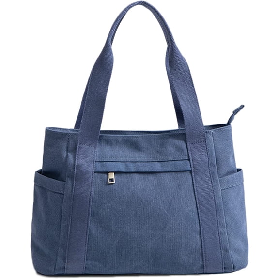 PIKADINGNIS Women's Canvas Tote Bag Purse Retro Large Size Corduroy Shoulder Bags Messenger Multi-pockets Hobo Handbag Zip Closure