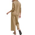 thumbnail image 4 of Women Long Sleeved 2 Piece Outfits Sweatsuit V-neck Casual Knit Tops & Pants, 4 of 6