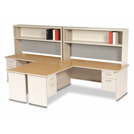 Pronto Prnt12utokf1203 Two Desk Set Hutch Filing Oak Putty Fnsh