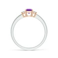 thumbnail image 2 of ANGARA Natural Amethyst and Diamond Three Stone Ring in 14K White & Rose Gold for Women (Size-6x4mm) | February Birthstone, Birthday, Anniversary, Jewelry Gift for Women | Natural Amethyst Ring, 2 of 8