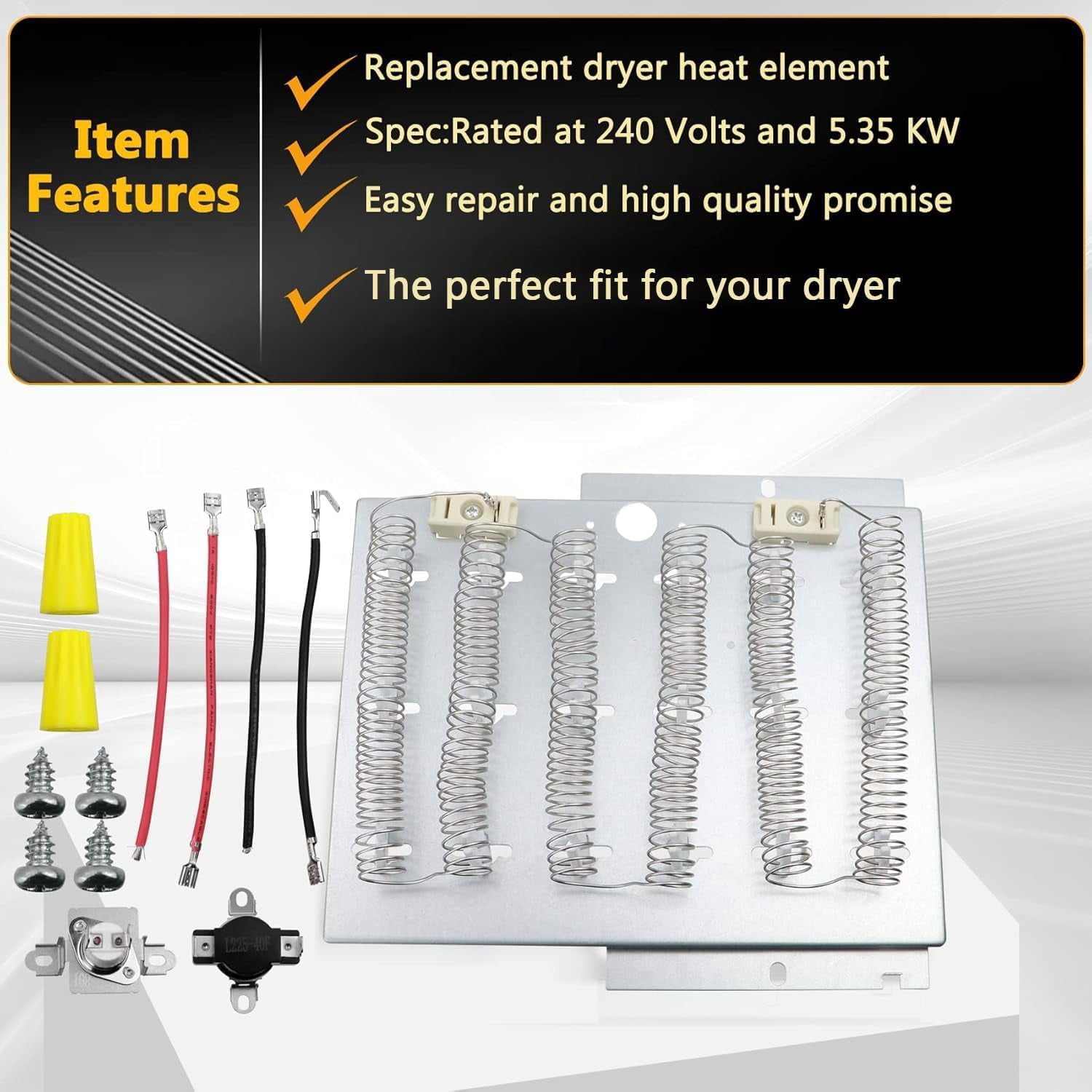 Dryer Heating Element 964p3 61927, Dryer Heating Element Include Thermal Fuse，Replaces Part Number 964p3 61927 D510329p 61195