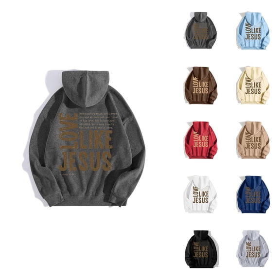 Women's Jesus Hoodie 2025 Christian Love Like Jesus Hooded Sweatshirt Fall Winter Y2K Graphic Pullover Top with Pockets