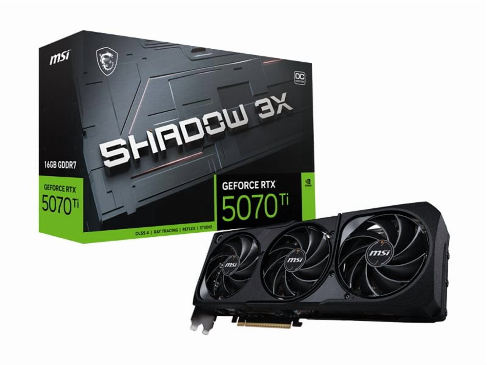 MSI GeForce RTX 5070 Ti 16G SHADOW 3X OC - Graphics card - GeForce RTX 5070 Ti - 16 GB GDDR7 - PCI Express 5.0 - 3 x DisplayPort, HDMI