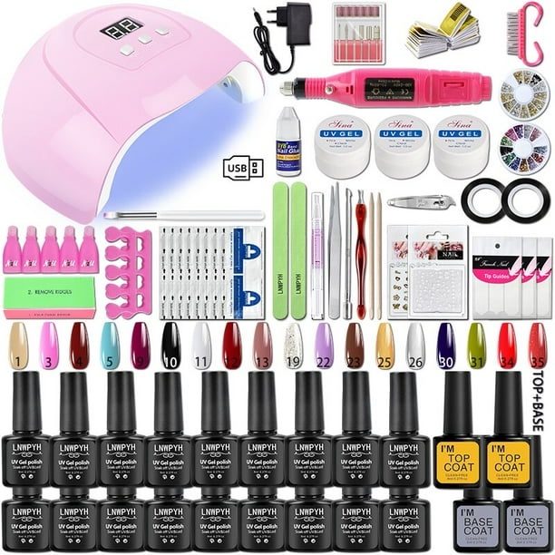 LNWPYH, juego de uñas, secador de lámpara LED UV con 18/12 Uds., Kit de esmalte de uñas en Gel, juego de herramientas de manicura, taladro eléctrico para uñas, herramientas para uñas Tan Jianjun unisex