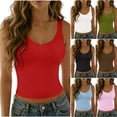 thumbnail image 2 of XuhomerSummer Tank Tops for Women Crew Neck Sleeveless Blouse Party Vacation Casual Loose Solid Color Cami Tee Active Workout Camisole Shirts Brown XL, 2 of 6
