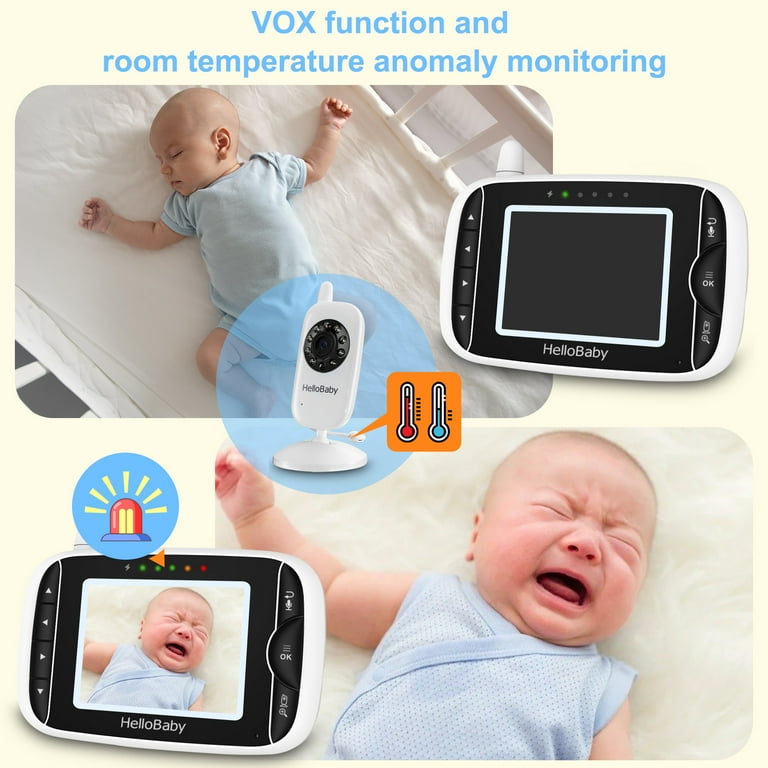 Baby Monitor HelloBaby Con Schermo IPS 4” - 29 Ore Batteria, Videocamera Con Visione Notturna E Controllo Remoto - Foto 9