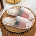 thumbnail image 2 of Lovskoo 2024 Women's Cotton Slippers Open Toe Slippers with Grips for Indoor Non Slip Home Slippers Linen Sliding Shorts Elegant Roman Sandals Pink, 2 of 6