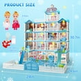 thumbnail image 5 of JoyStone Doll House for Girls, 5-Story 19 Rooms Huge Dollhouse Playset with LED Lights, 2 Dolls, Furnitures, Accessories, DIY Pretend Play Toys Gifts for Kids, Blue, 5 of 9