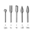thumbnail image 2 of Amdohai 5PCS Tungsten Carbide Rotary Burr Set with 1/4-Inch Shank for Grinder Drill Cutting Burrs Metal Polishing Woodworking Carving Engraving Polishing, 2 of 7