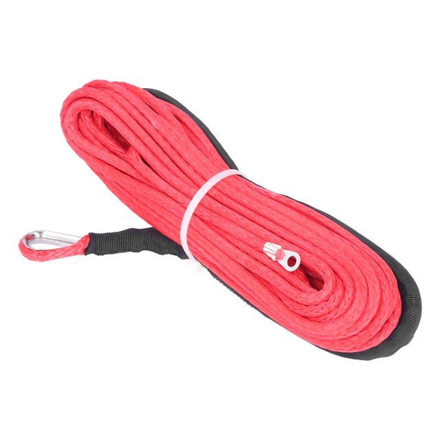 Corde de Treuil, Anti Usure 1/4inx50ft Câble de Récupération de Treuil Imperméable Rouge avec Couvercle de Protection Noir Remplacement pour SmittyBilt pour SUV pour ATV pour Camion