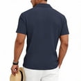 thumbnail image 6 of FRSASU Men's Casual Polo Shirt Summer Short Sleeve Vacation Button Down Beach Knit Stretchy Golf Shirts Navy, 6 of 7